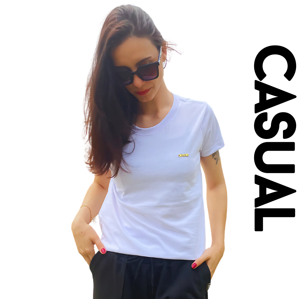 Camiseta T-shirt Feminina Cores Verão Plus Size P ao G3 Moda Casual Elegante para Trabalho/Academia
