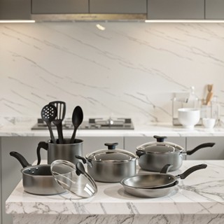 Panelas Kit 9 Pecas Completo De Aluminio Antiaderente Tampa De Vidro Utensilio De Cozinha Alimentos em Oferta na Shopee