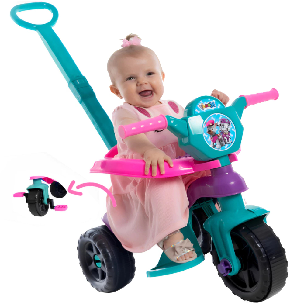 Triciclo Princesinha 💕 Tiffany/Rosa – Com Pedal, Protetor e Empurrador 🎀✨- Gold em Oferta na Shopee