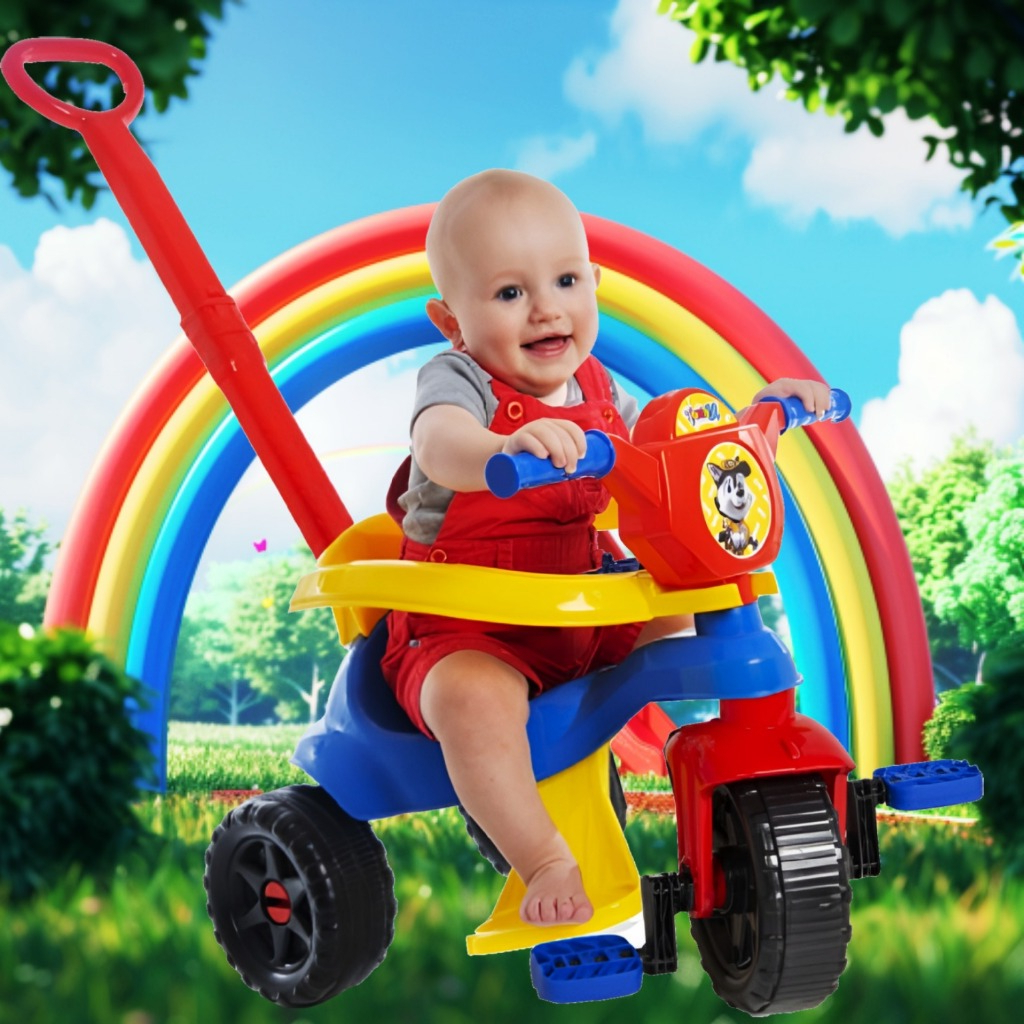 Motoca Reforçada Premium Inmetro  -Completa Menino Triciclo 🚲 C/Pedal Apoio Empurrador -  🚴‍♂️ Gold em Oferta na Shopee