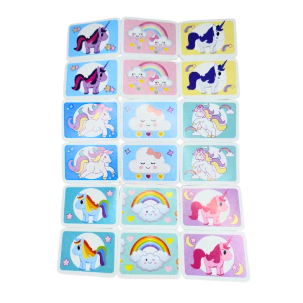 Kit 30 Jogo da Memoria Unicórnio Infantil p/ Kit Festa Lembrancinha Prenda Infantil Educativo