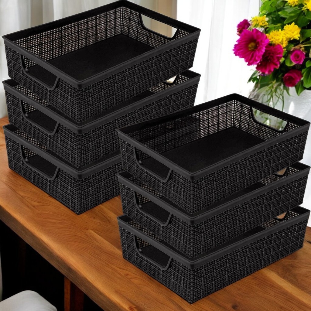 Kit 6 Cestos Organizador Multiuso Armário Escritório Cozinha 5,2 L