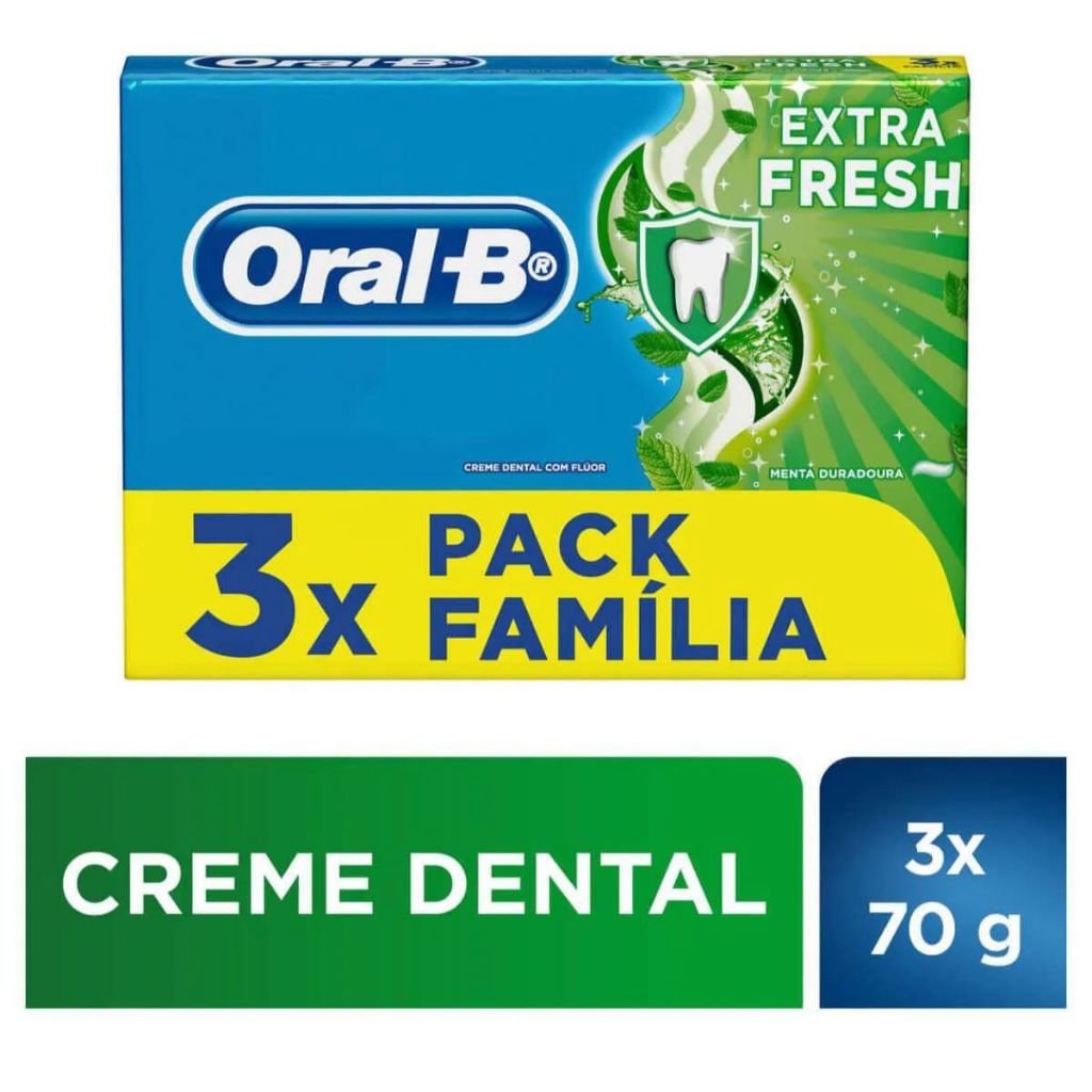 Creme Dental Oral B Extra Fresh 70g Pack Família 3 Com Undades em Oferta na Shopee