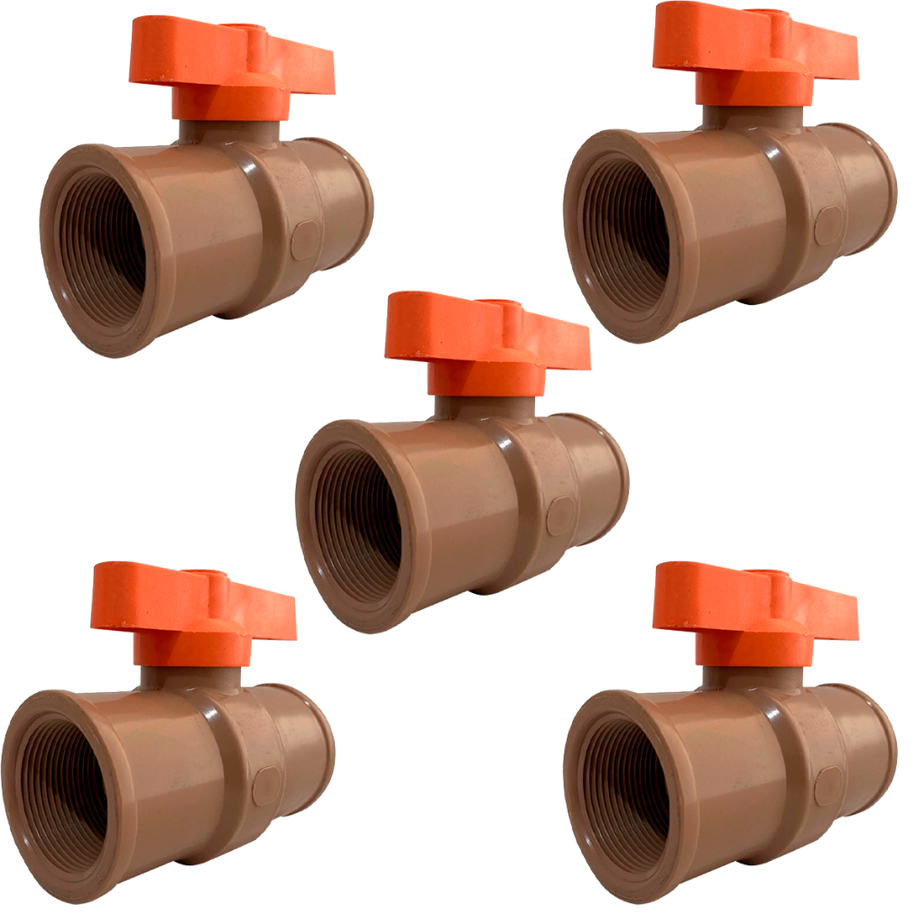 Kit Com 5 Registro Esfera Roscável 3/4 Unifortte - Home & Living
