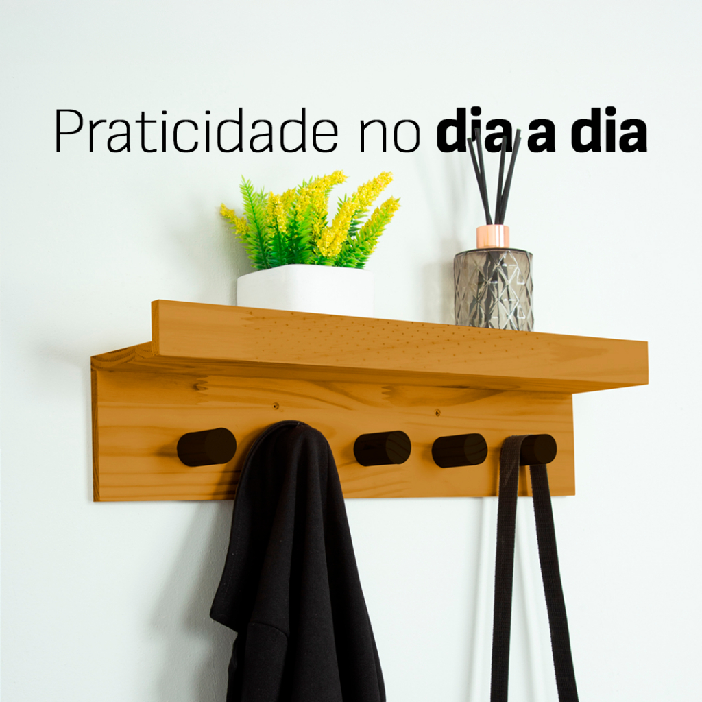 Prateleira Cabideiro 5 Pinos em Madeira Maciça – Funcionalidade, Organização e Estilo para Seu Lar em Oferta na Shopee