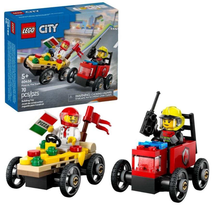 Lego City Carro de Pizza vs Caminhão de Bombeiros 60458 - Mom & Baby
