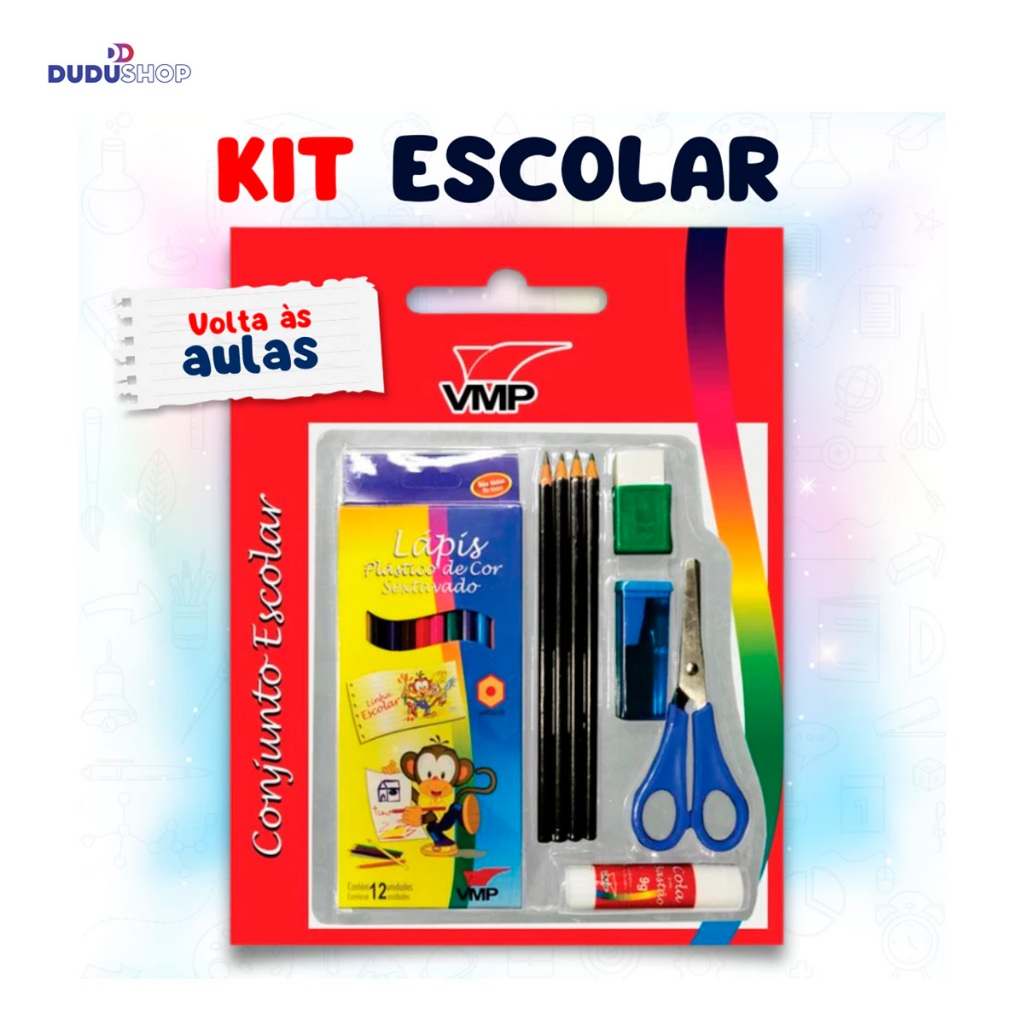 Escolar Completo Com Borracha Lapis Apontador Tesoura Cola A Pronta Entrega VMP em Oferta na Shopee