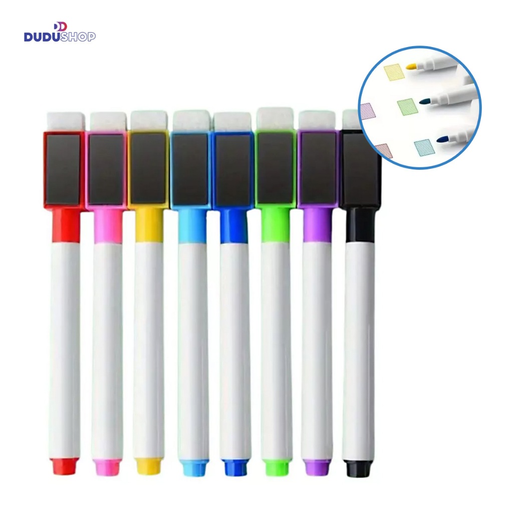KIT 8 Marcadores de Quadro Branco Com Imã Apagador Quadro Branco Lousa Canetão Colorido Lousa Escola em Oferta na Shopee