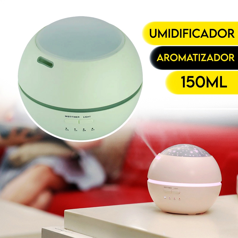 Umidificador E Difusor de Aromas Com Luz Led Eletrico Ultrassônico Portátil