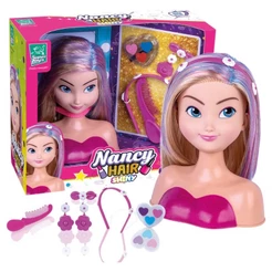 Boneca Busto Nancy Hair Com Maquiagem Brincos e Acessórios Super Toys