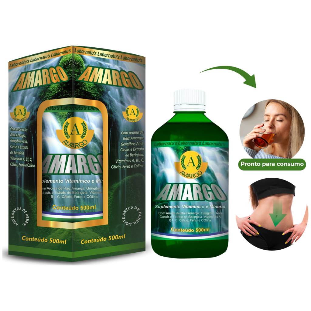 Chá Natural Amargo Digestivo Gengibre Vitamina C Ferro Cálcio 500ml Labornatus