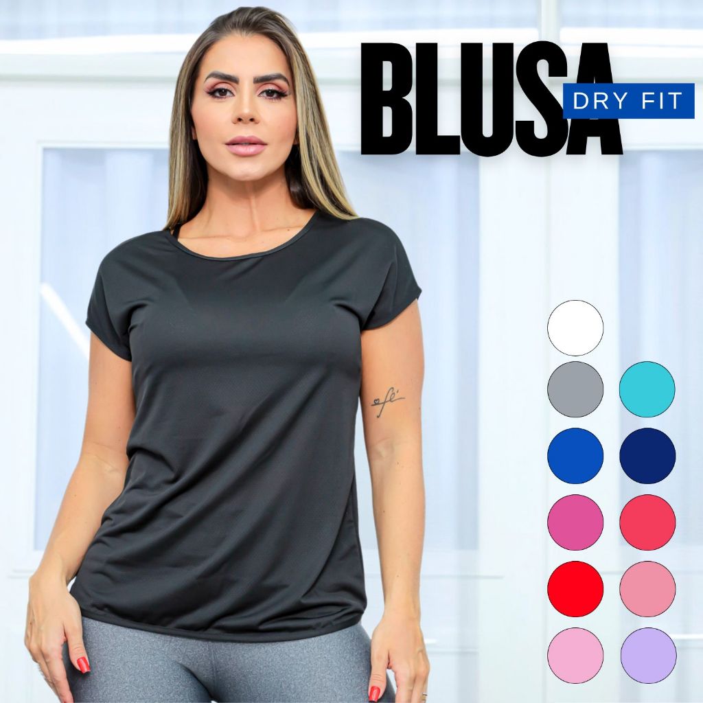 Blusa Feminina Academia Dry Fit Tecido Furadinho Seca Rápido Casual Super Confortável Envio Rápido