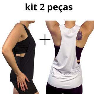 Kit 2 camisetas fitness cavada academia crossfit beach tennis em Oferta na Shopee