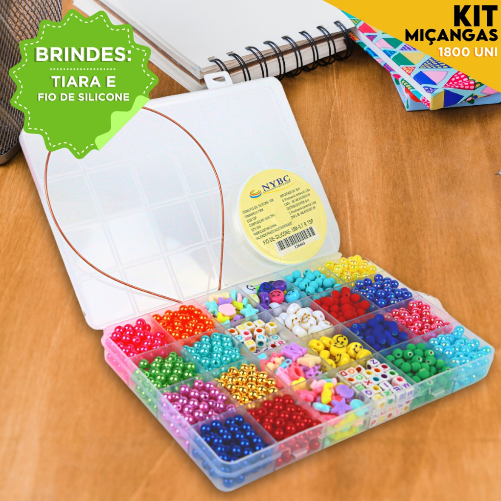 Kit De Miçangas 1800 peças Para Pulseirinha Infantil -NL em Oferta na Shopee