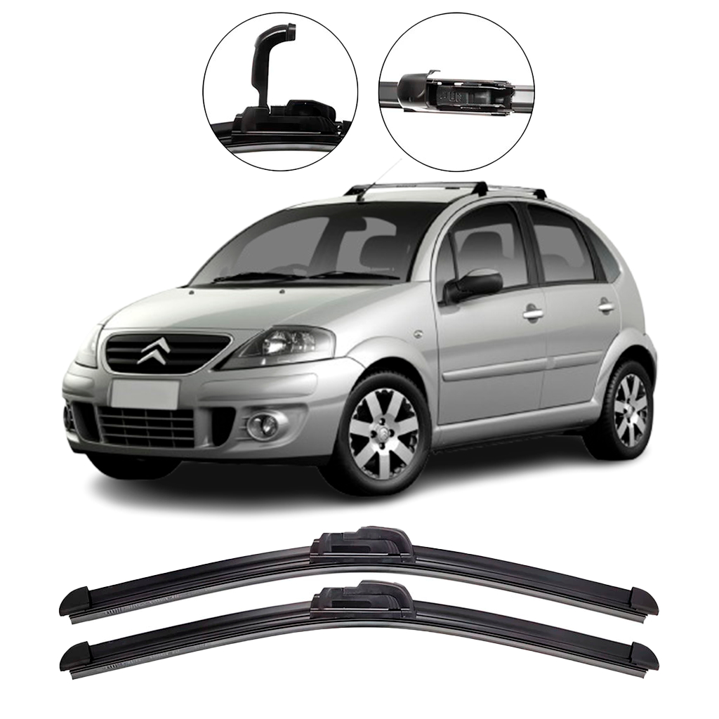 Par de Palhetas Limpador Parabrisa Dianteiro Para Citroen C3 2002 até 2011 em Oferta na Shopee