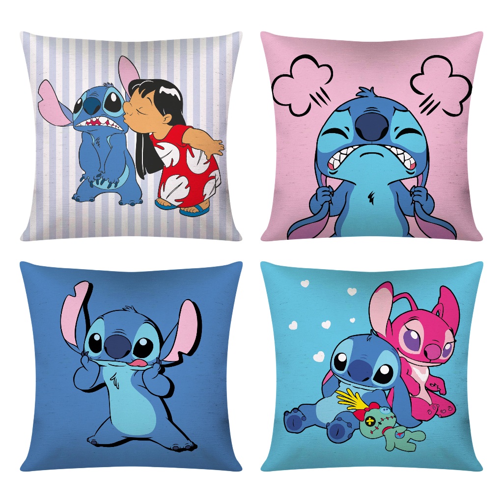 Kit c/ 4 Capas de Almofada Decorativas Modern Print Personagens 45x45 - Stitch 002 com Moana em Oferta na Shopee