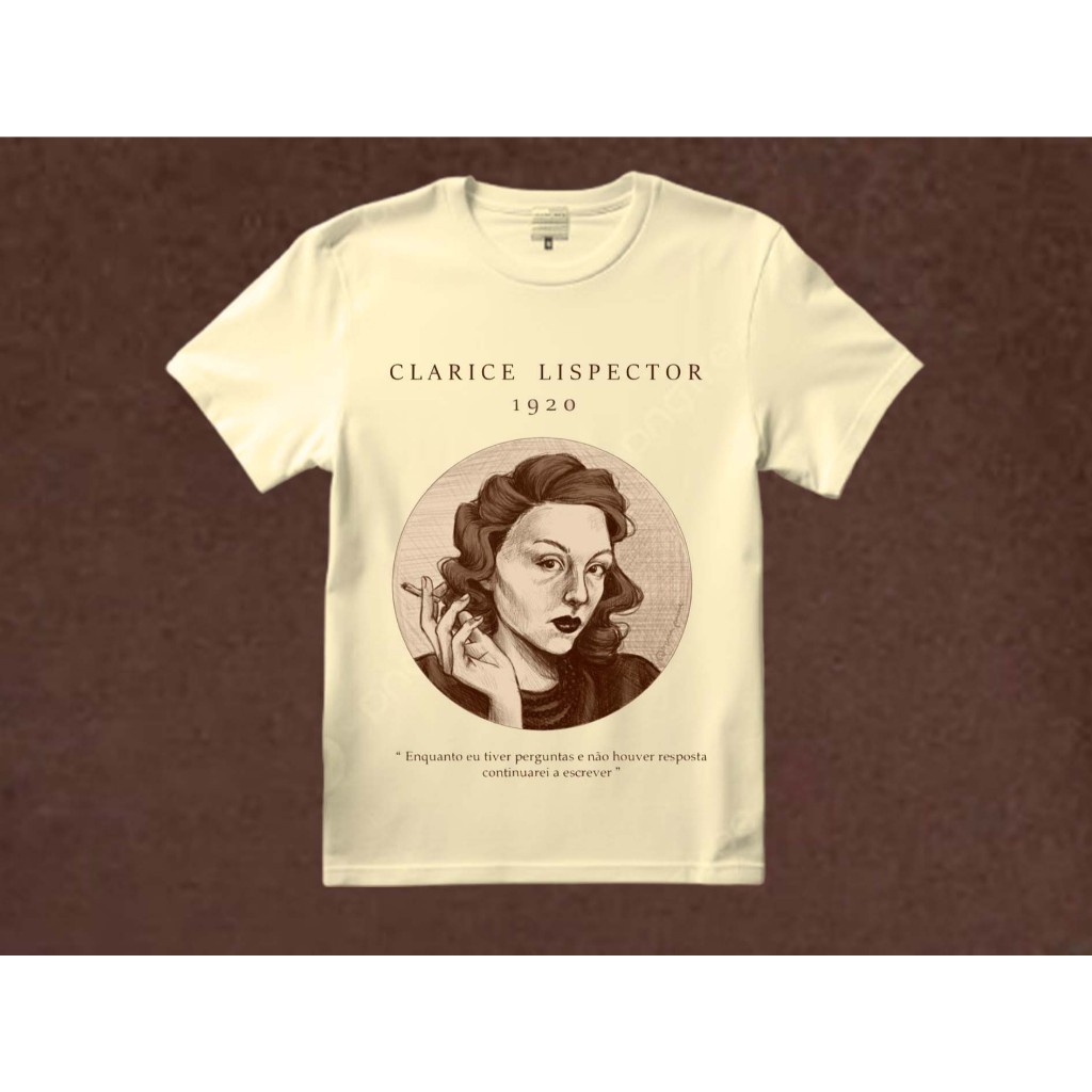 Camiseta algodão off-white Clarice Clarice Lispector-Escritora e jornalista brasileira