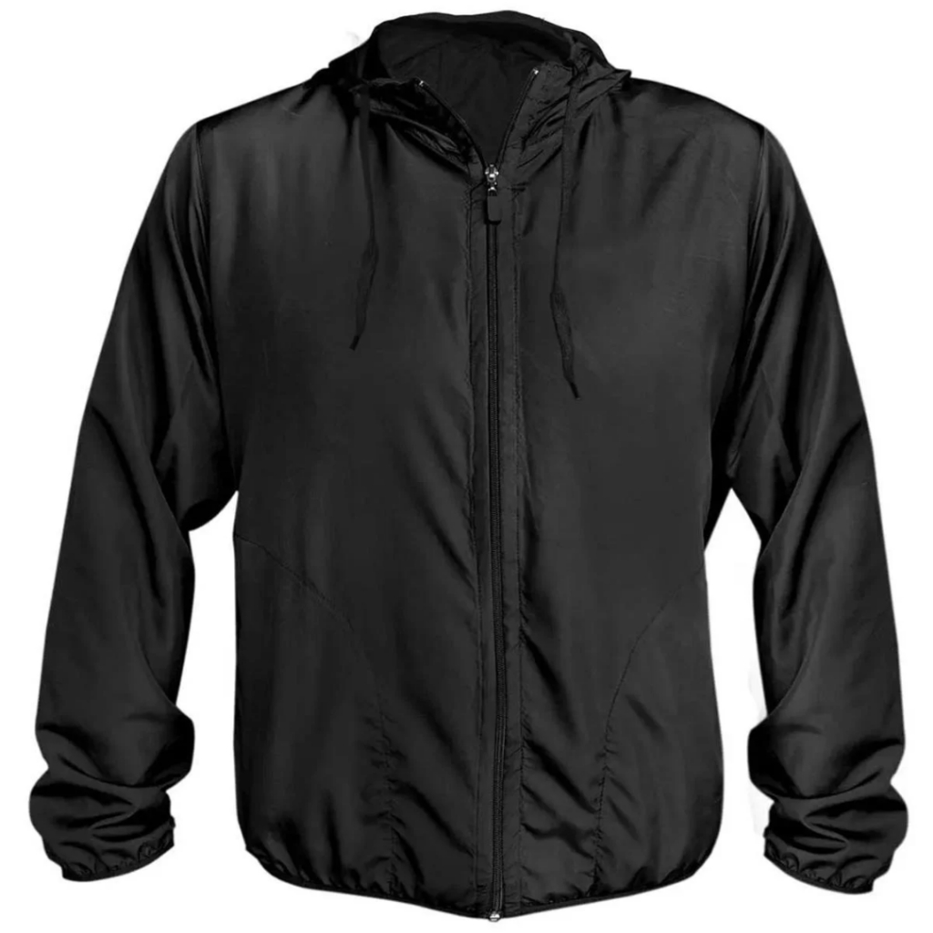 BLUSA CORTA VENTO LISA CAPUZ BOLSO ZÍPER TACTEL JAQUETA