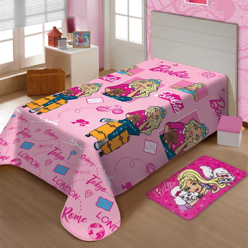 Cobertor Manta Solteiro Barbie Disney Microfibra Jolitex