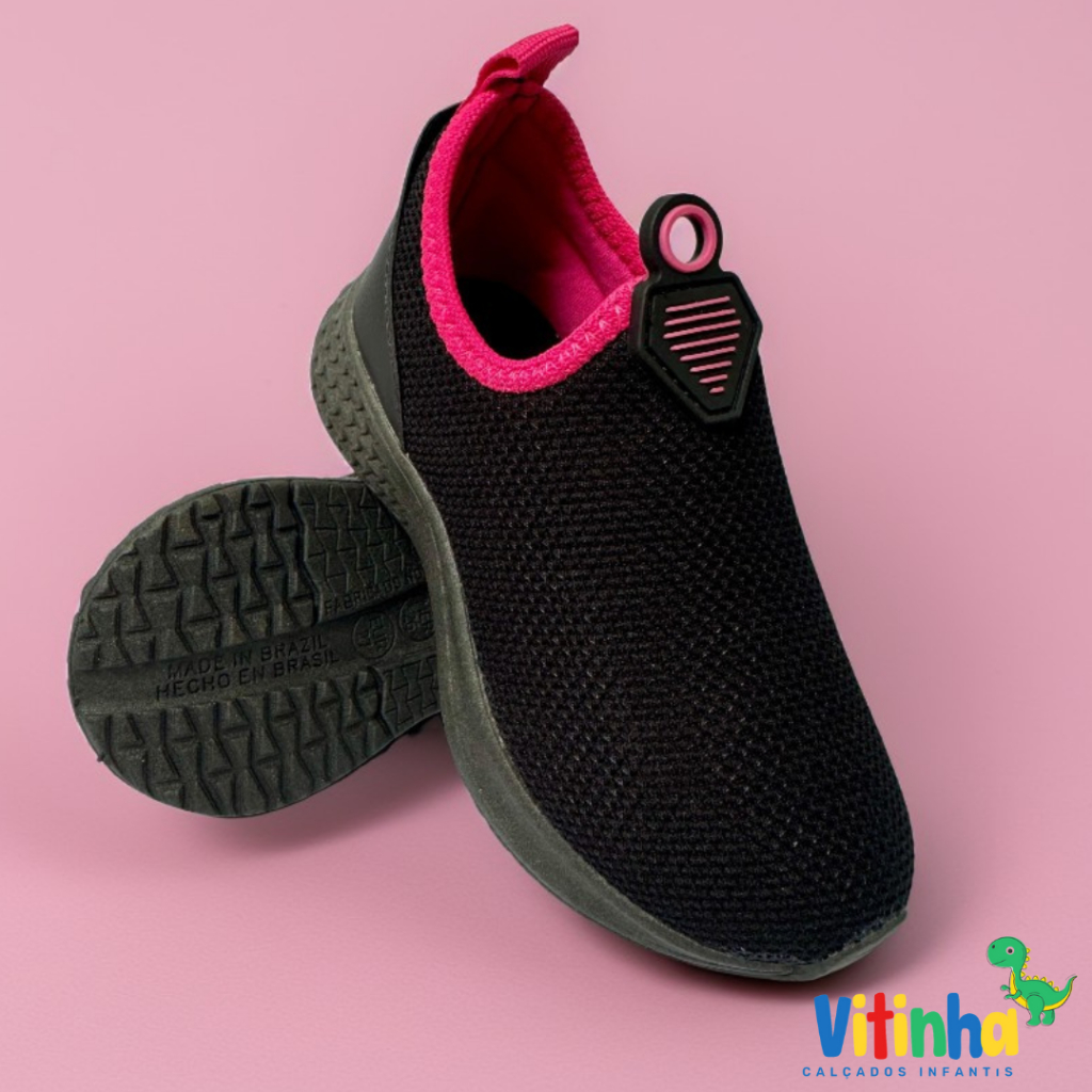 Tênis Infantil Menina Leve Promoção Volta as Aulas Sola Preta em Oferta na Shopee