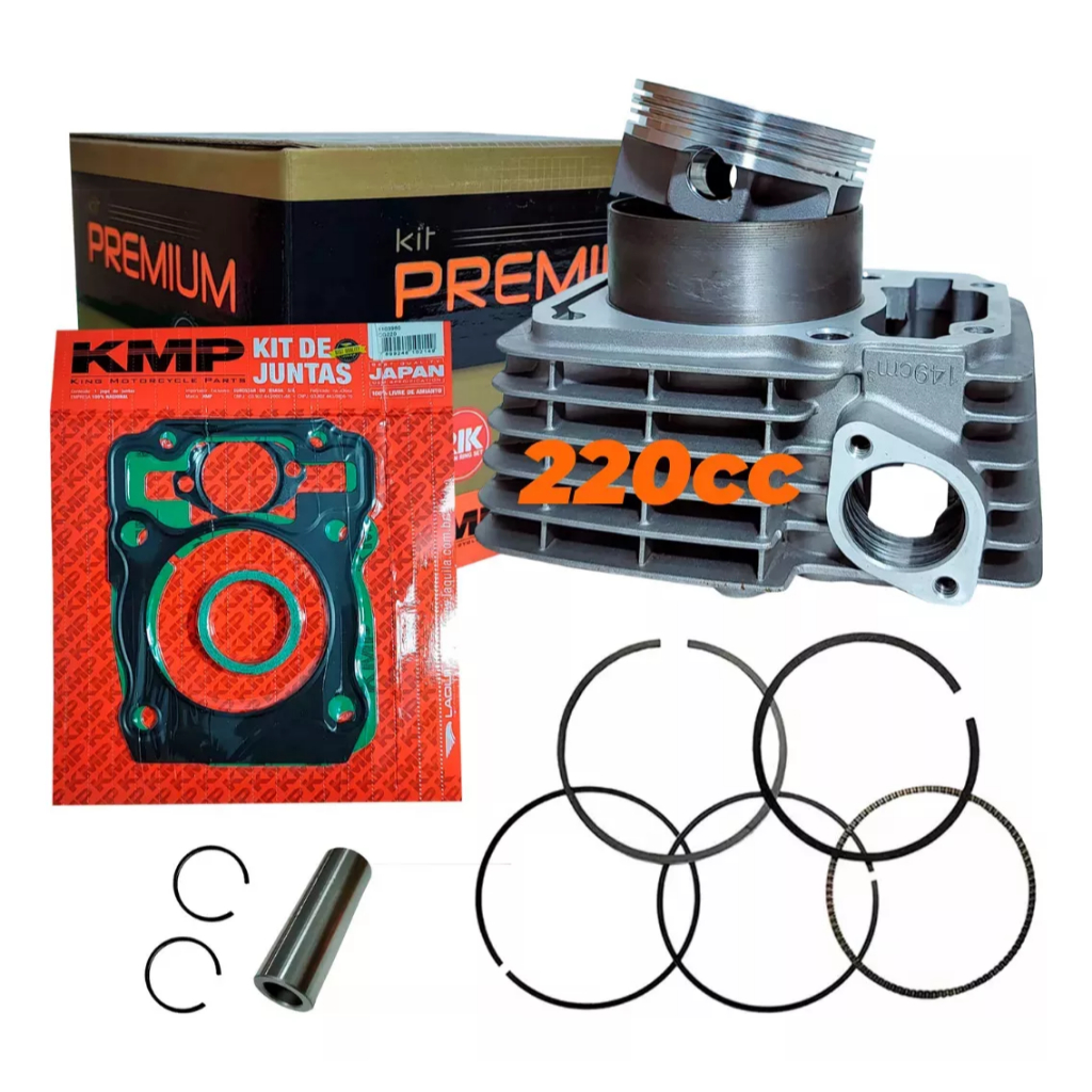 Kit Cilindro Motor 220cc Cg Titan 150 Pistão 70mm 2004 2005 2006 2007 2008 2009 2010 Kmp Premium