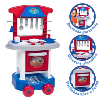 Brinquedo Cozinha Infantil Play Time com Acessórios para Meninos Vermelha - Cotiplás em Oferta na Shopee