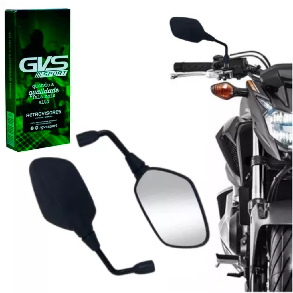 Retrovisor CB 500F Gvs Lente Plana Para Honda em Oferta na Shopee