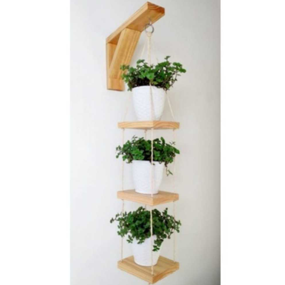 Floreira Suporte para Vasos Jardim Vertical Kit Floreira e Mão Francesa de Madeira