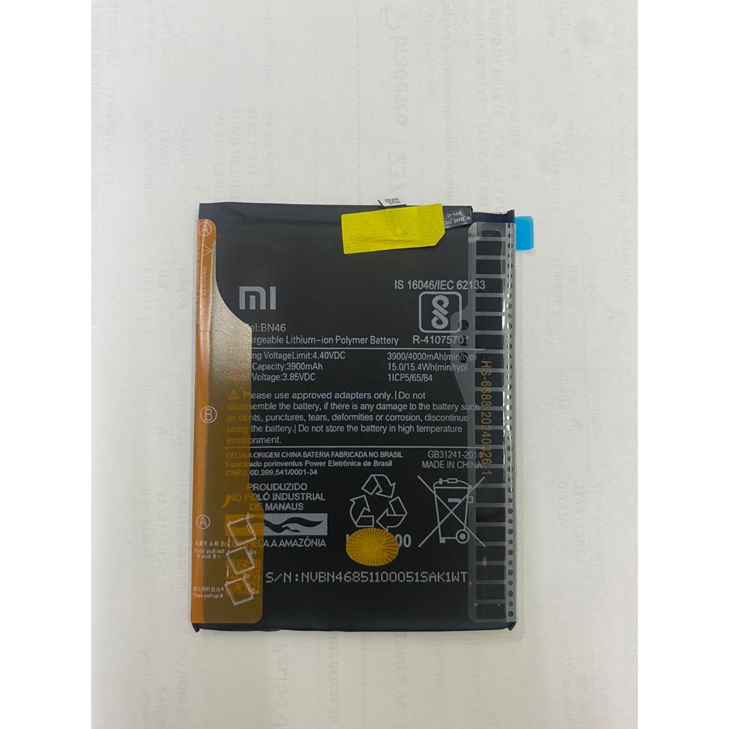 Bateria Bn46 Compatível Xiaomi Redmi 7 , Note 8 , Note 8tBateria Bn46 Compatível Xiaomi Redmi 7 , Note 8 , Note 8t Novo