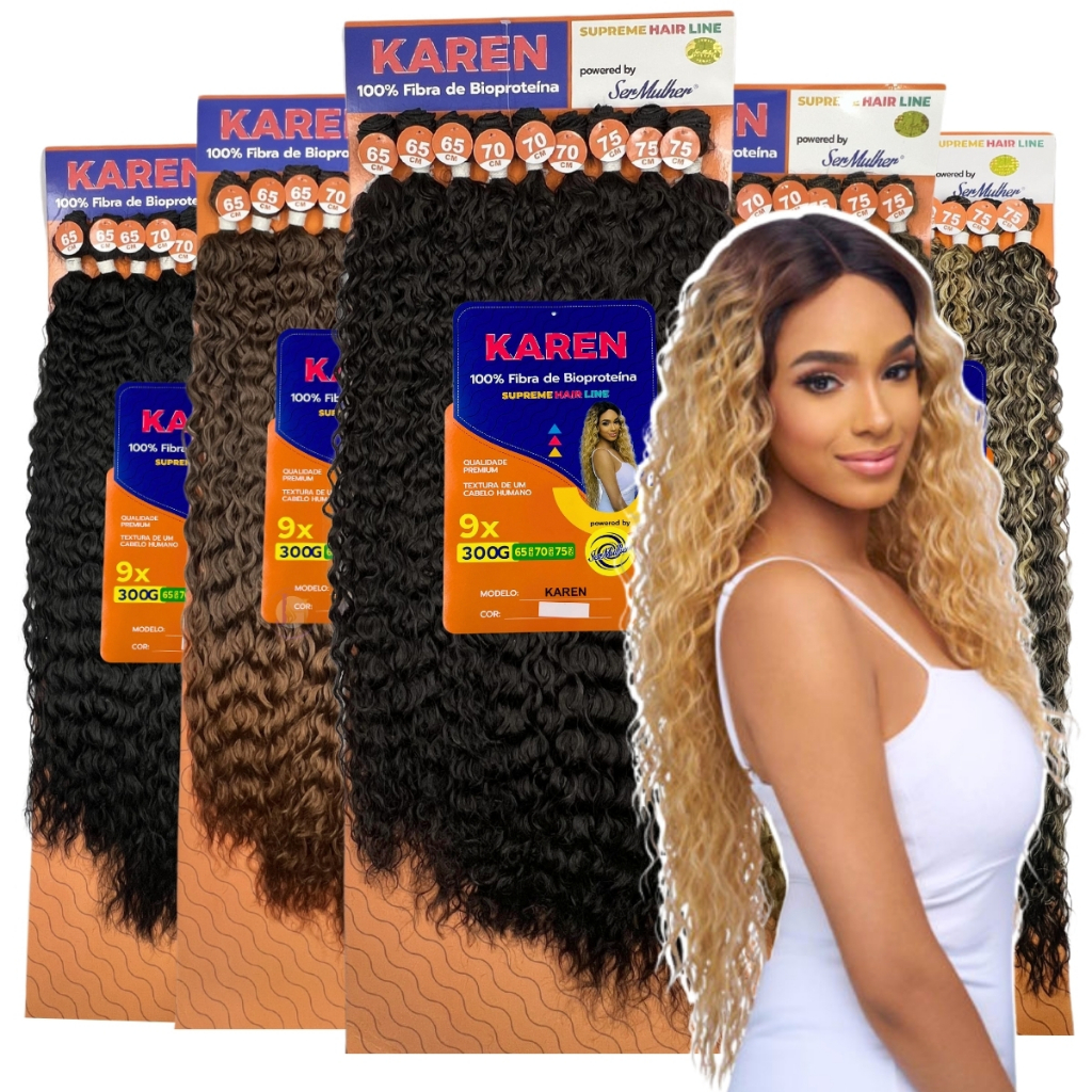 Cabelo Cacheado Orgânico Bio Poteína Karen Ser Mulher 75cm