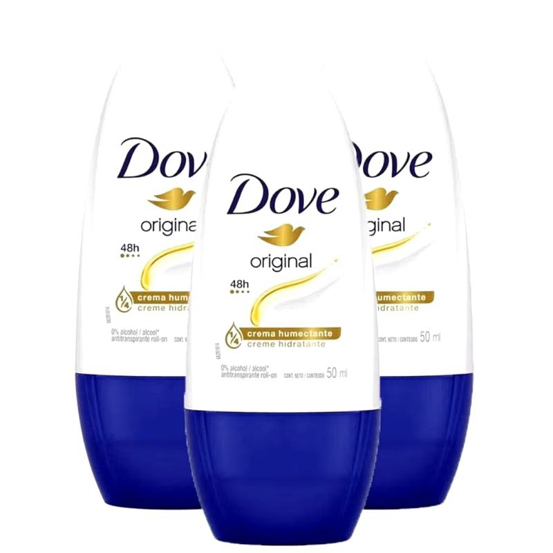 Desodorante Dove Rollon Feminino Original 50ml- Kit C/3un