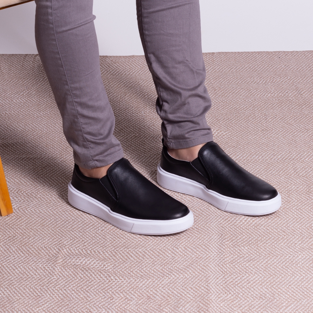 Sapato Masculino Sapatênis Casual Estiloso Moderno Despojado em Couro Legítimo
