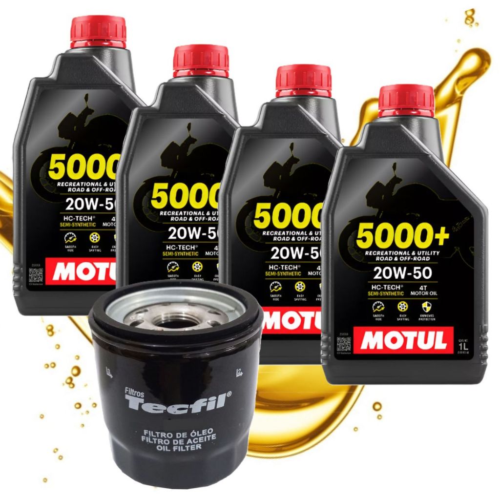 Troca de Óleo P/ Suzuki Srad 750 / Bandit 1200 / Bandit 650 / Hayabusa 1300 Motul 5000+ 20w50 + Filtro