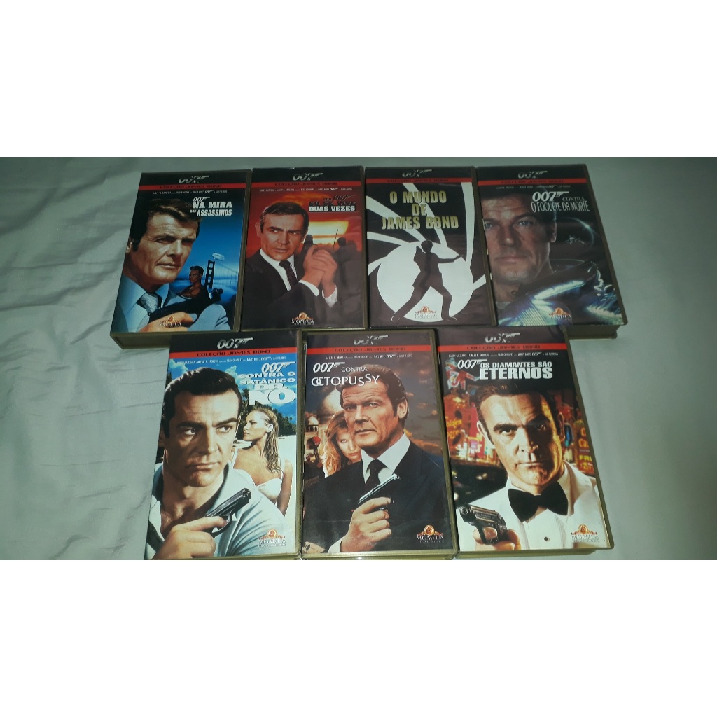6 Filmes VHS Coleção Caras James Bond 007 + Fita Especial