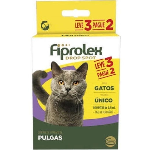 Fiprolex Gato Drop Spot Leve 3 Pague 2 Antipulgas E Carrapatos Ceva em Oferta na Shopee