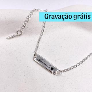 Pulseira Infantil RN Bebê Prata Personalizada com gravação Nome em Oferta na Shopee