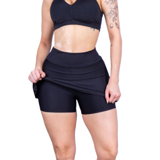 Saída De Praia Short Saia Moda Fitness Cós Alto Proteção Uv em Oferta na Shopee