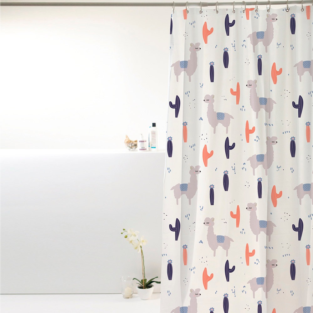 Cortina BOX Poliéster 198cm x 180cm com ganchos Impermeável - Antimofo, cortina banheiro, resistente