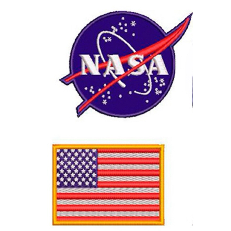 Patch Bordado Aplique Termocolante NASA E Bandeira USA