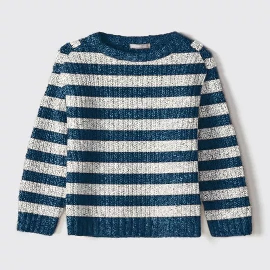 Suéter Infantil Em Tricô (Cinza Claro e Azul Escuro) HERING KIDS