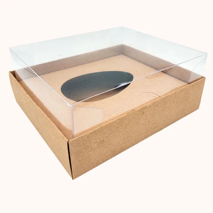 10 Caixas para Ovos de Colher - Tampa de acetato para 150/250gr cor Kraft