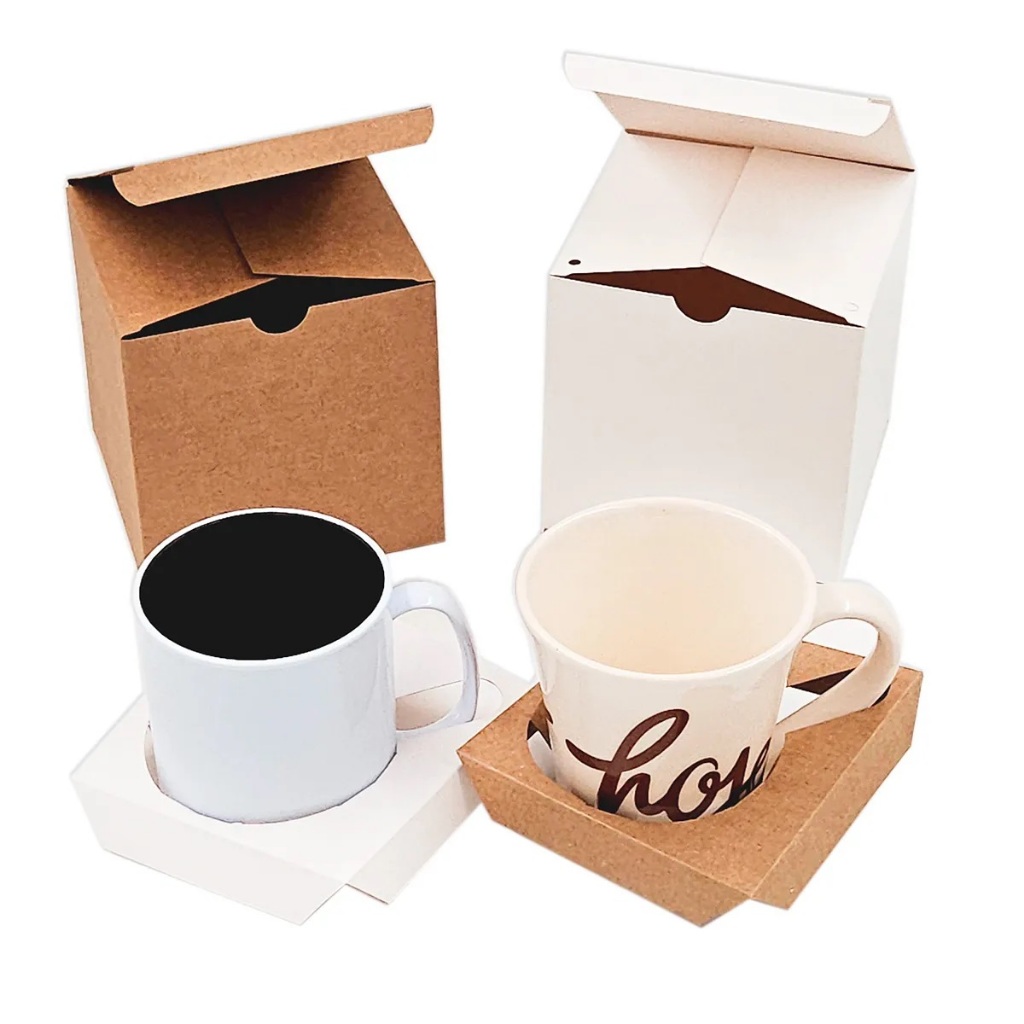 10 Caixas para Caneca de porcelana com BERÇO e montagem rápida, medidas 11,6cm X 11,6