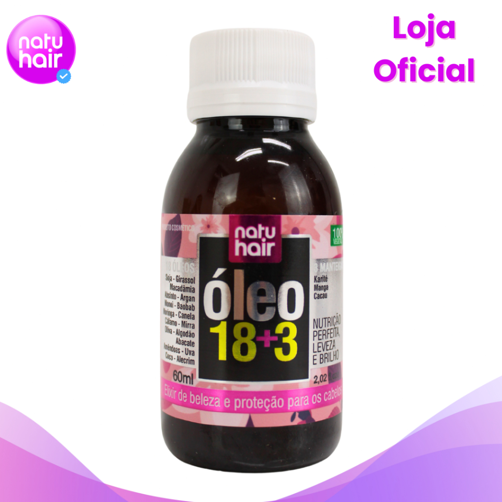 Óleo 18 + 3 Natuhair 60ml em Oferta na Shopee