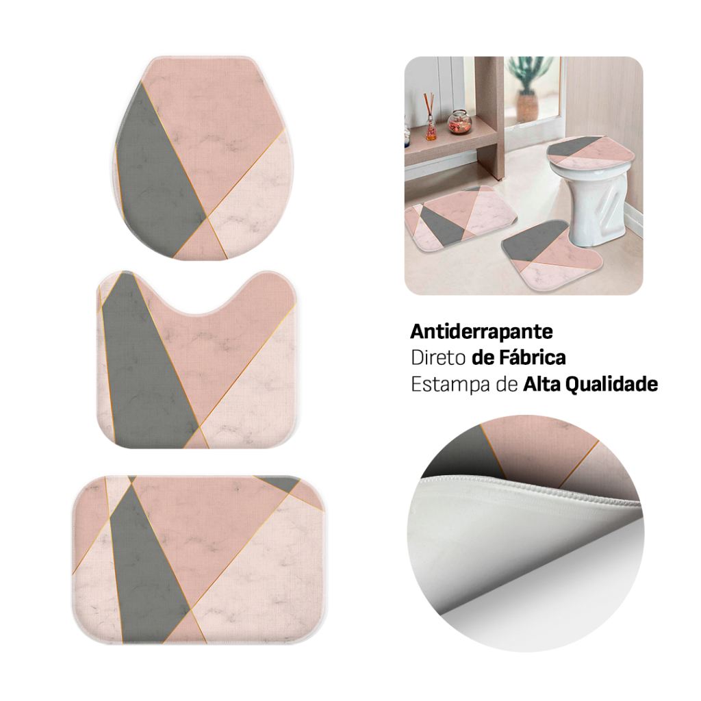 Jogo de 3 Tapetes para Banheiro Premium - Antiderrapante Base de Borracha - Confortável e Resistente em Oferta na Shopee