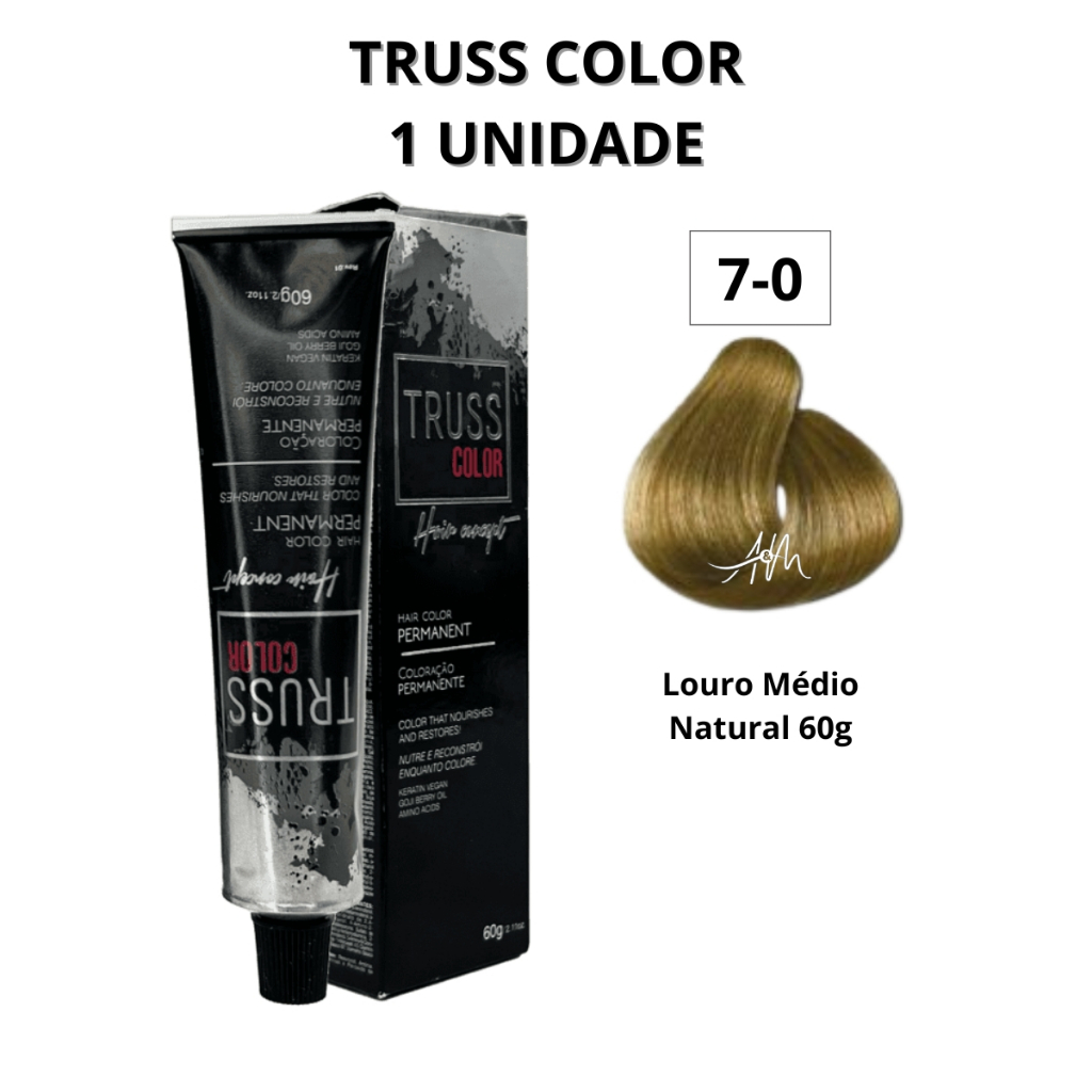 Coloração Permanente Truss 7.0 Louro Médio 60g em Oferta na Shopee