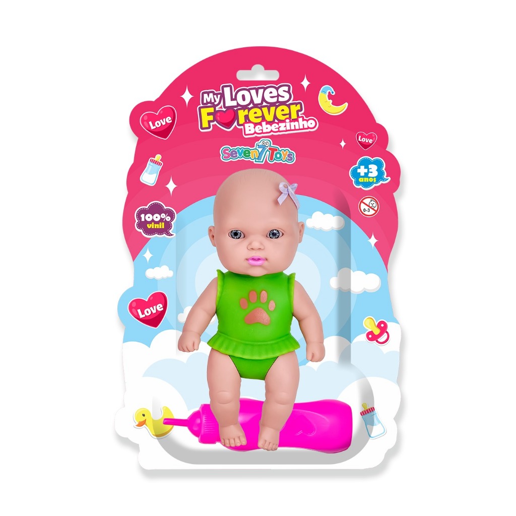 Boneca com mamadeira exclusiva BEBÊ COM MAMADEIRA