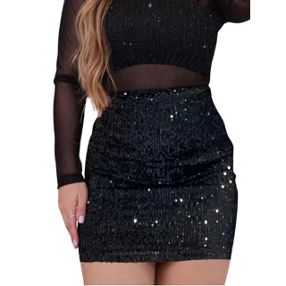 Mini Saia Sxy Paetê com Forro e Elástico curta carnaval brilho festa balada show em Oferta na Shopee