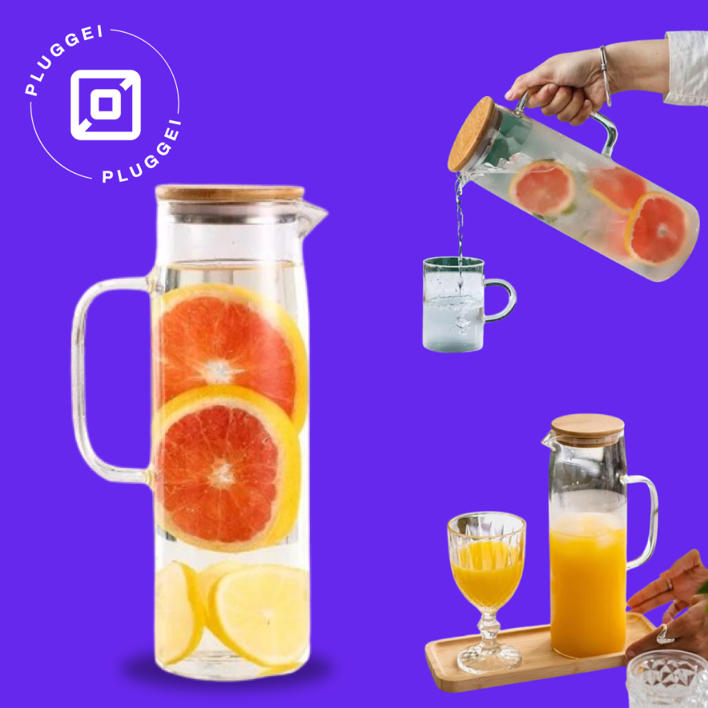 Jarra de Vidro Borossilicato c/ Vedação Tampa Bambu 1500ML em Oferta na Shopee