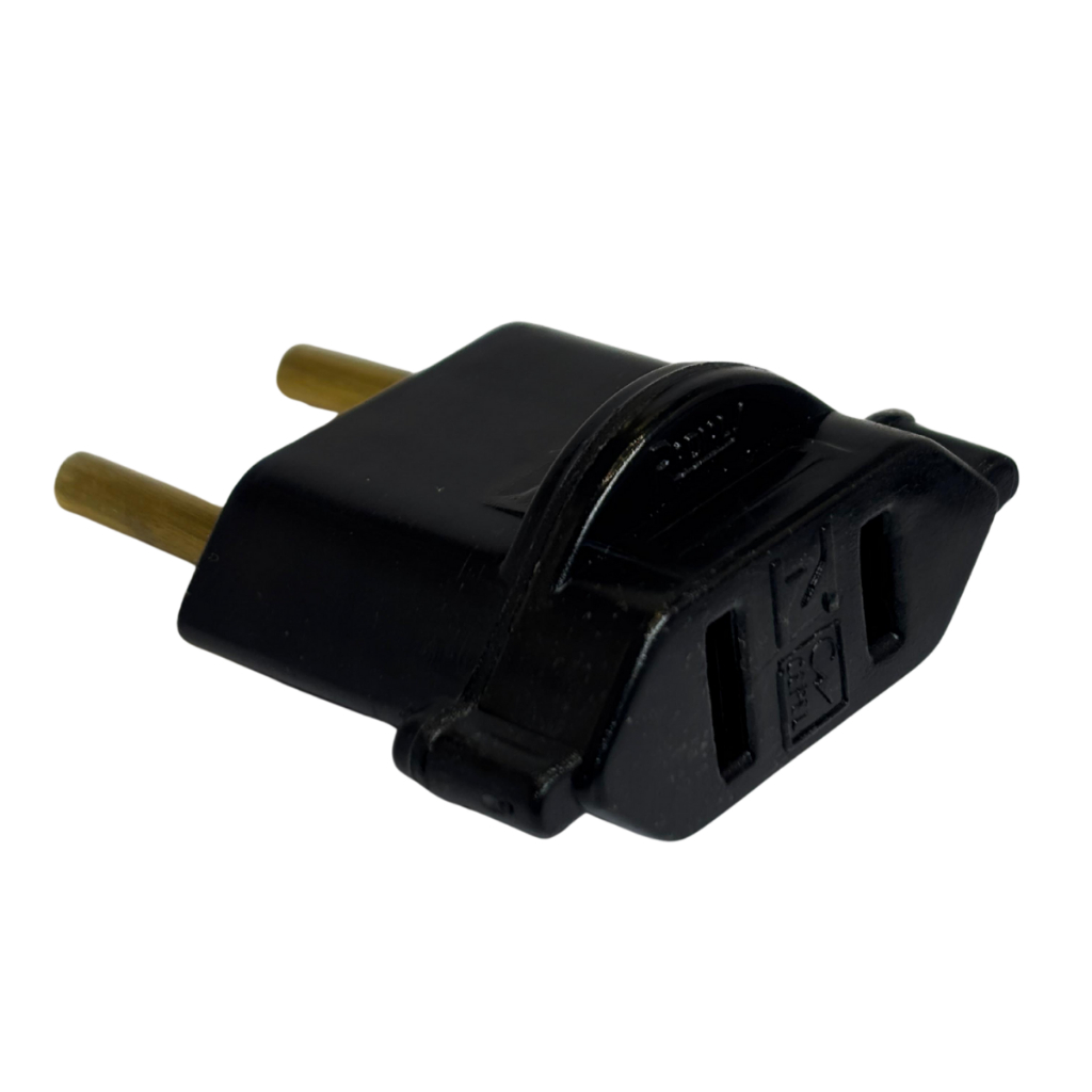 Adaptador De Tomada 10a Pino Chato Para Redondo Preto