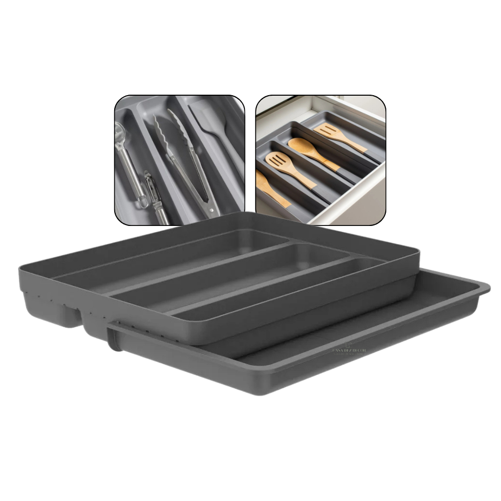 Porta Talher Organizador De Gaveta com Extensor Cozinha 4 Divisorias Utensílios de Cozinha 36 x 28cm em Oferta na Shopee